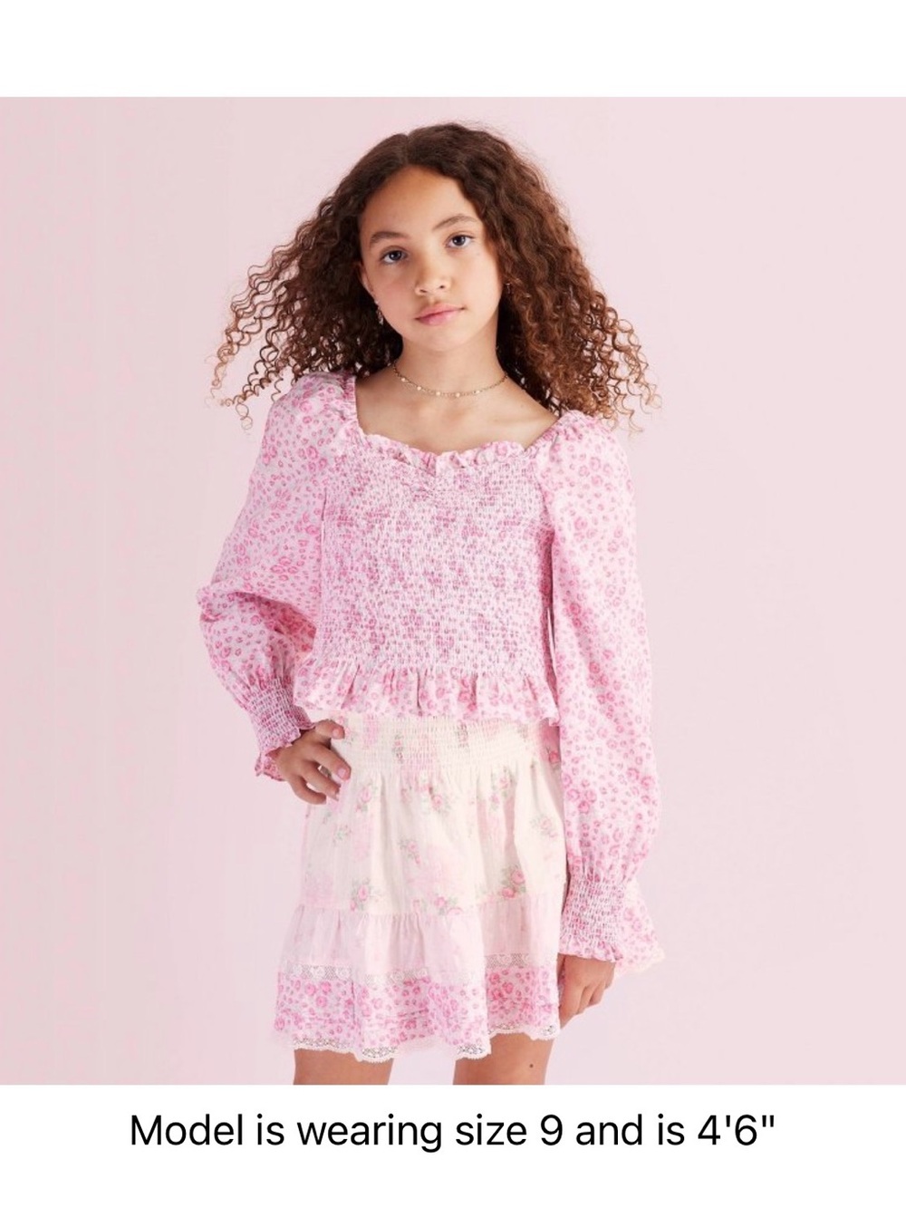 NWT LoveShackFancy x Target Girls Scarlett Pink Smocked Roseheart Top Size 7